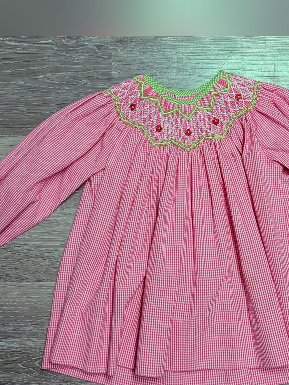 Petit Ami Red Gingham Dress Smocked Long Sleeve Size 18 Months
